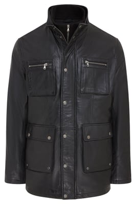 Herren Schwarze Leder Militärjacke Outwear Mantel - Field